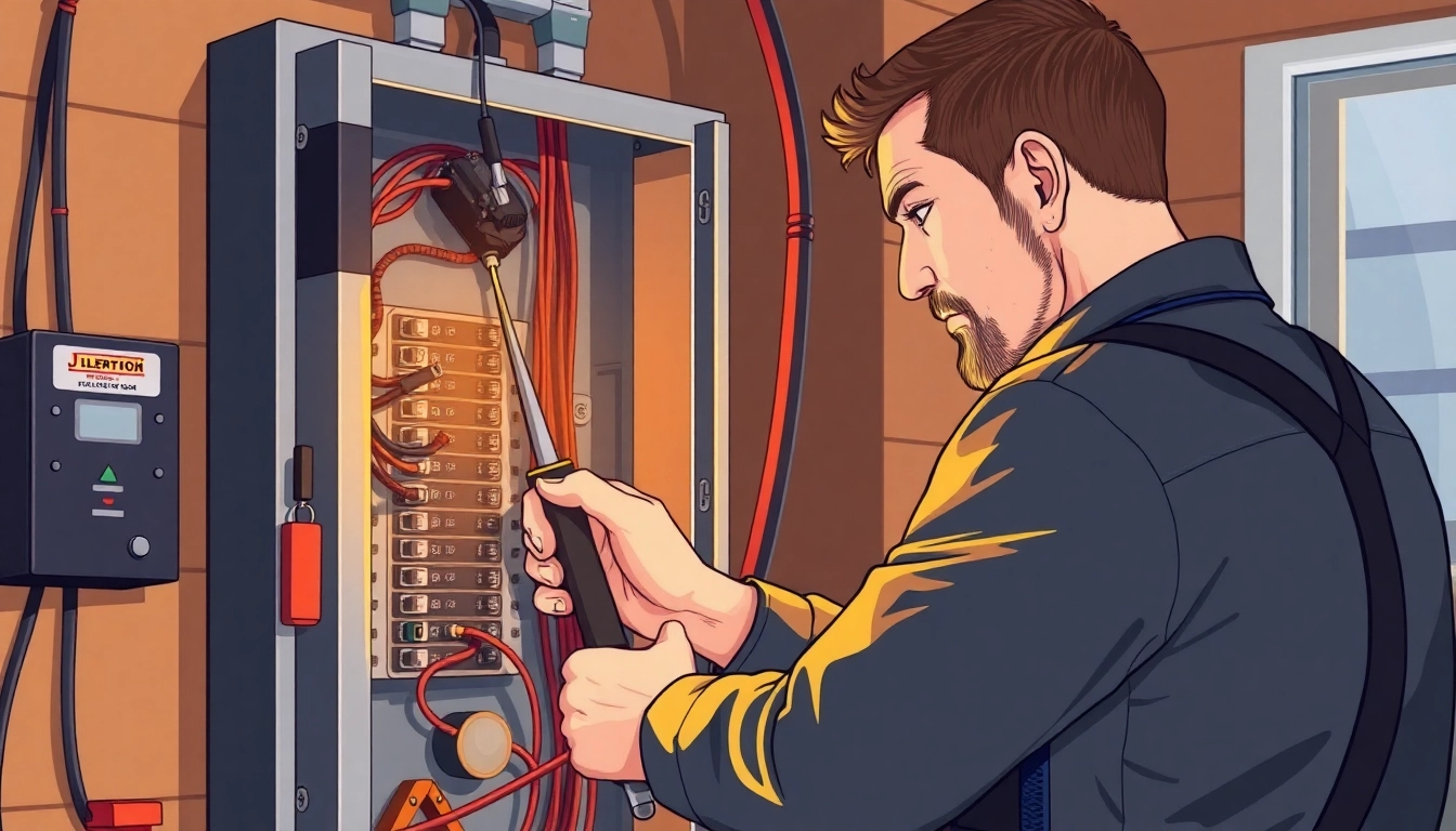 Electrician Notdienst assisting with electrical issues in a home setting, reinforcing reliability and expertise.