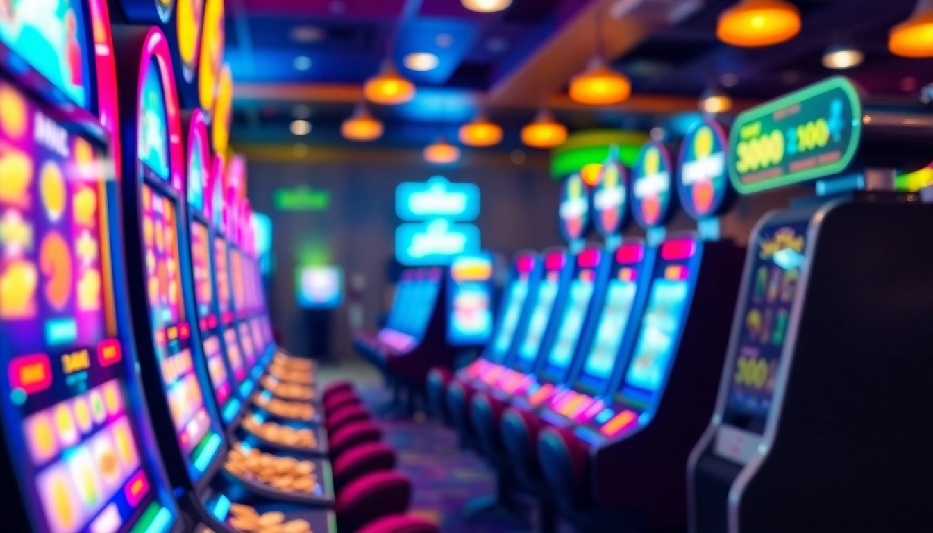 Engage with เว็บสล็อตทดลอง on vibrant slot machines showcasing colorful lights and enticing jackpots.
