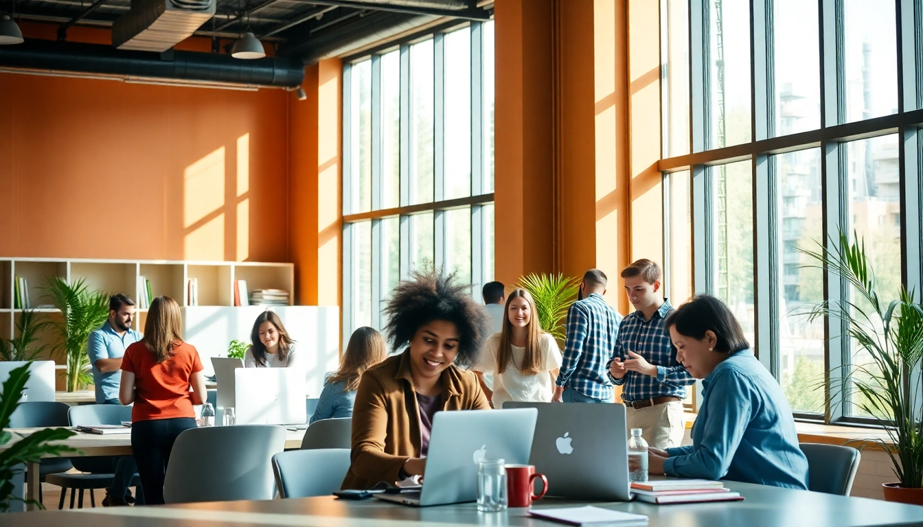 A new kind of aptitude test highlighting diverse teamwork in a modern workspace environment.