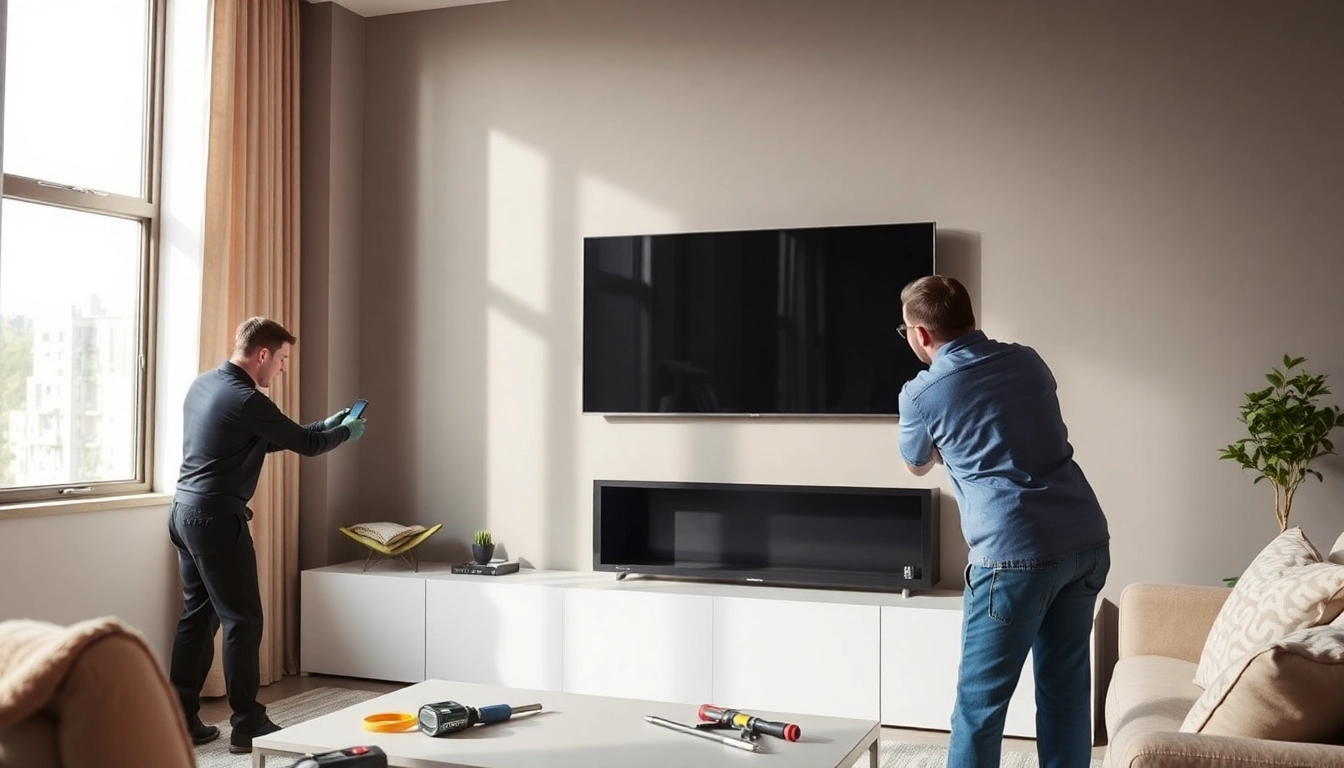 Experience expert TV mounting installation service transforming your living room with elegance and precision.