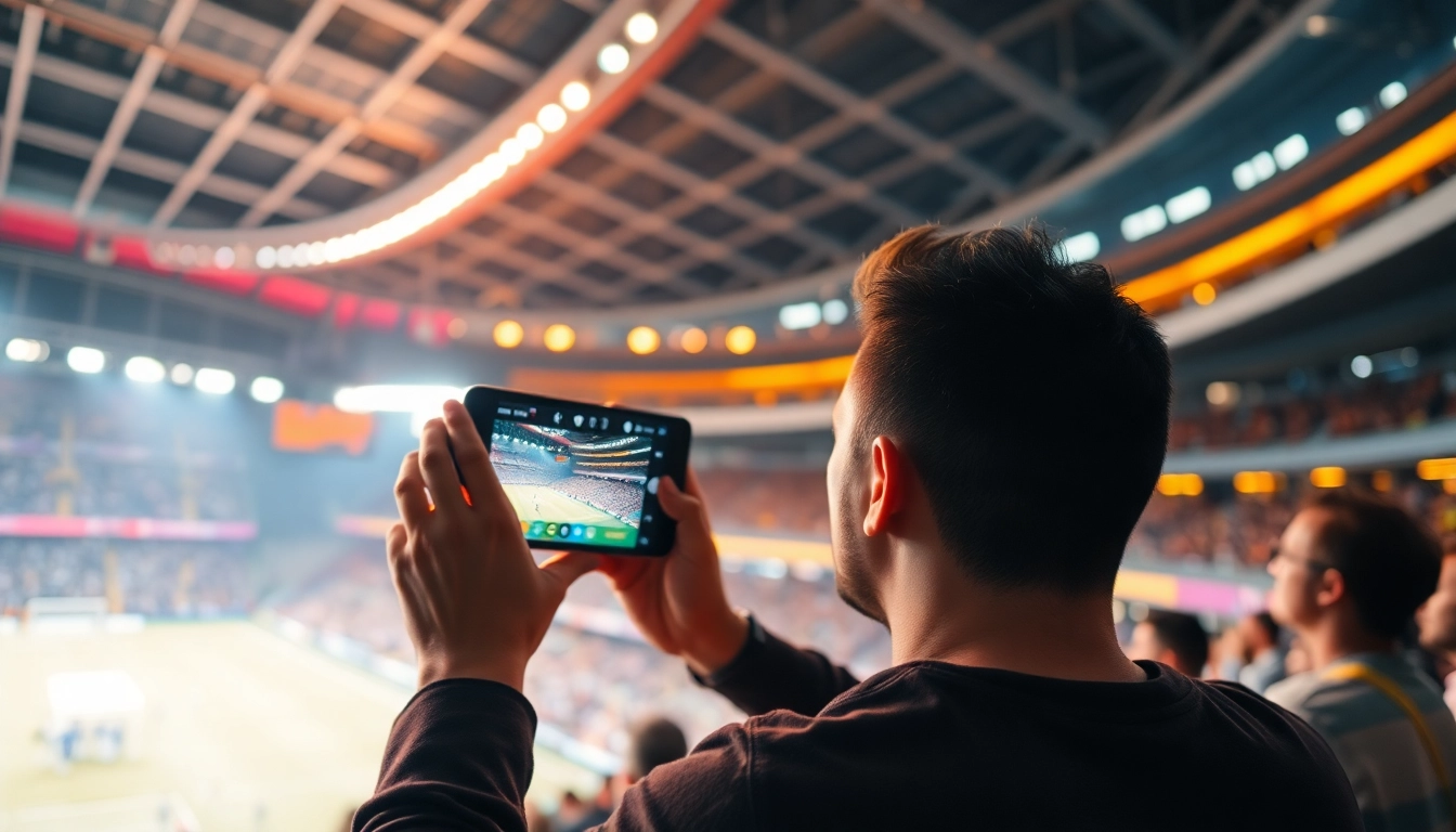 Watch ดูบอลฟรี live with a fan enjoying the game on their smartphone.