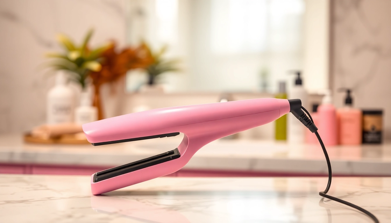 Style your hair effortlessly with the pink all in one hair styler, showcasing its sleek design and functionality.