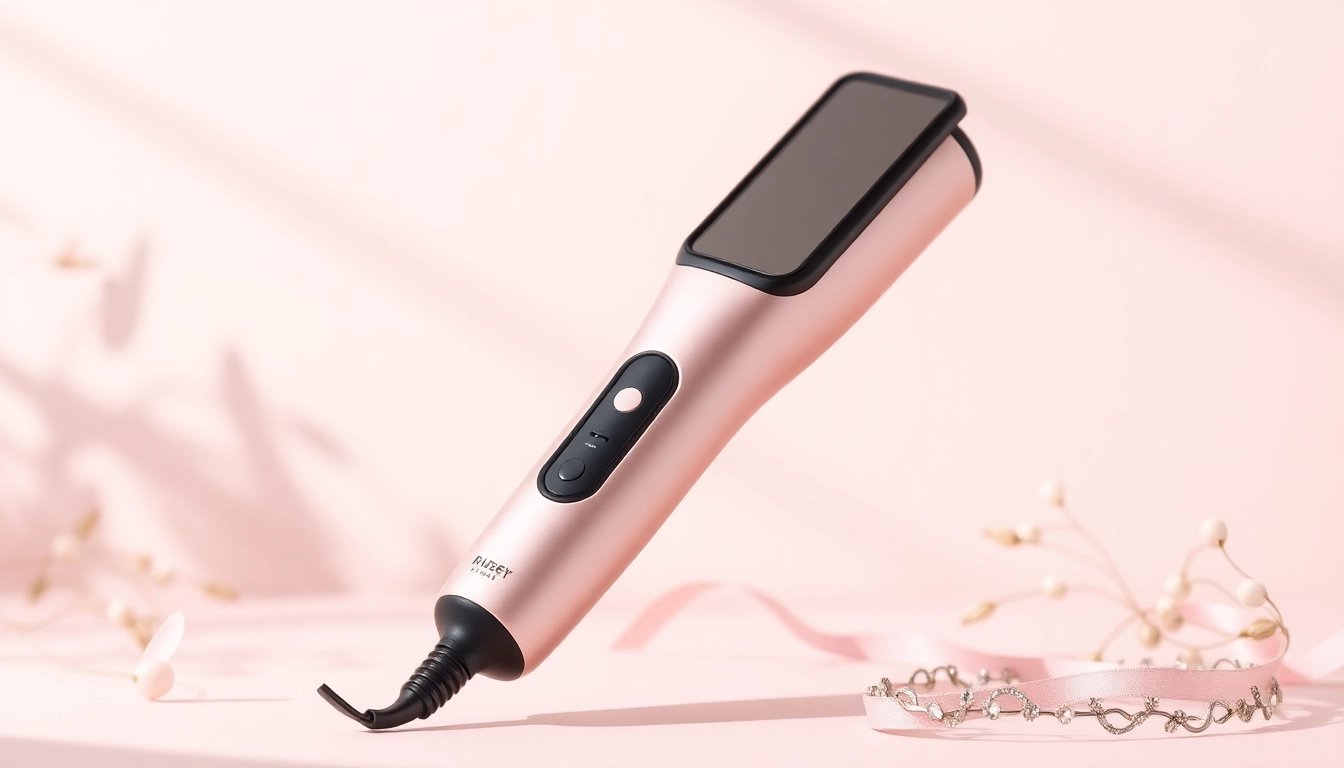 Style your hair effortlessly with the all in one hair styler, showcasing its sleek pink design and versatile functionality.