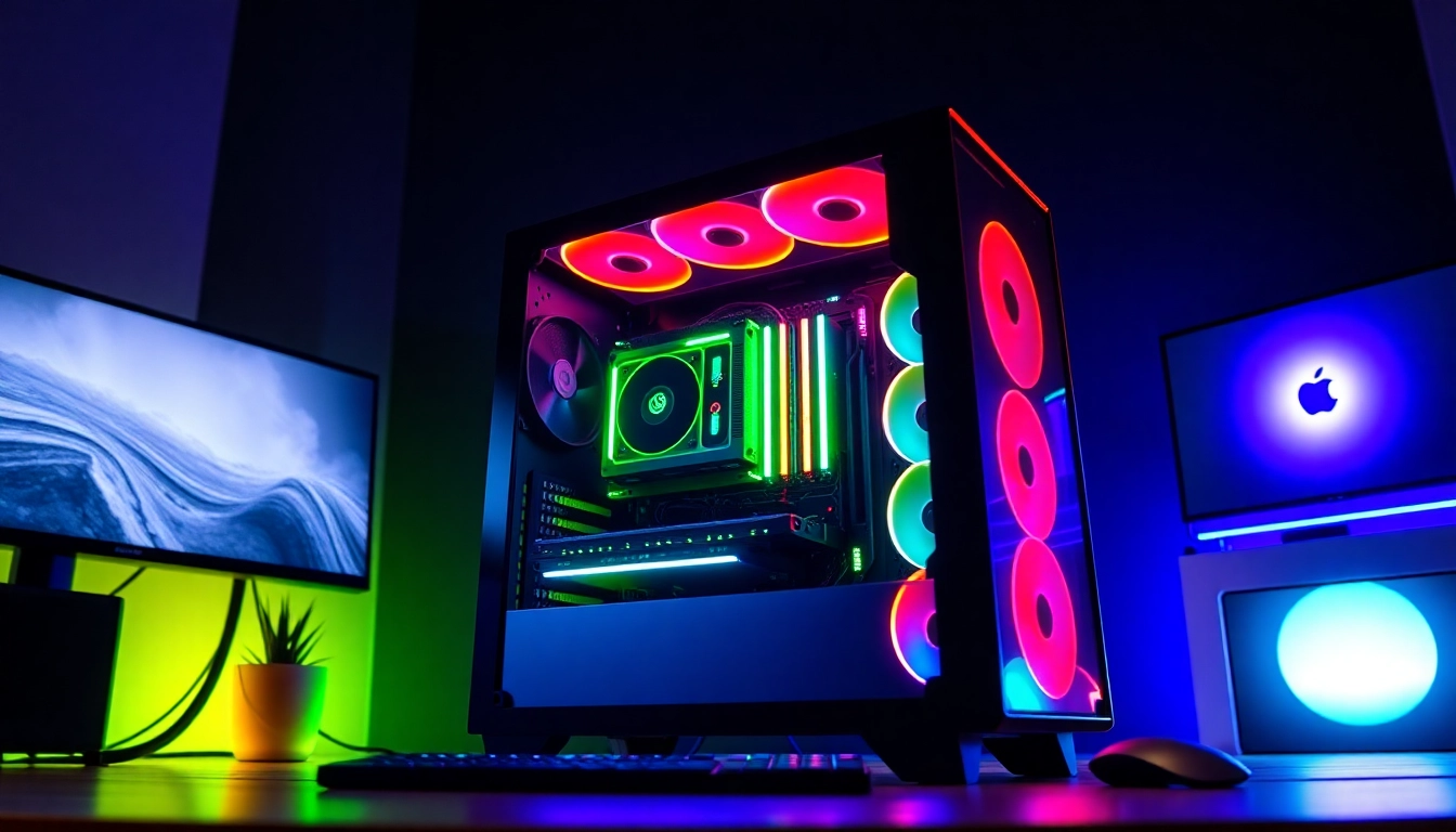 Showcasing a stylish PC CASE Manufacturer's RGB illuminated enclosure in a modern setup.