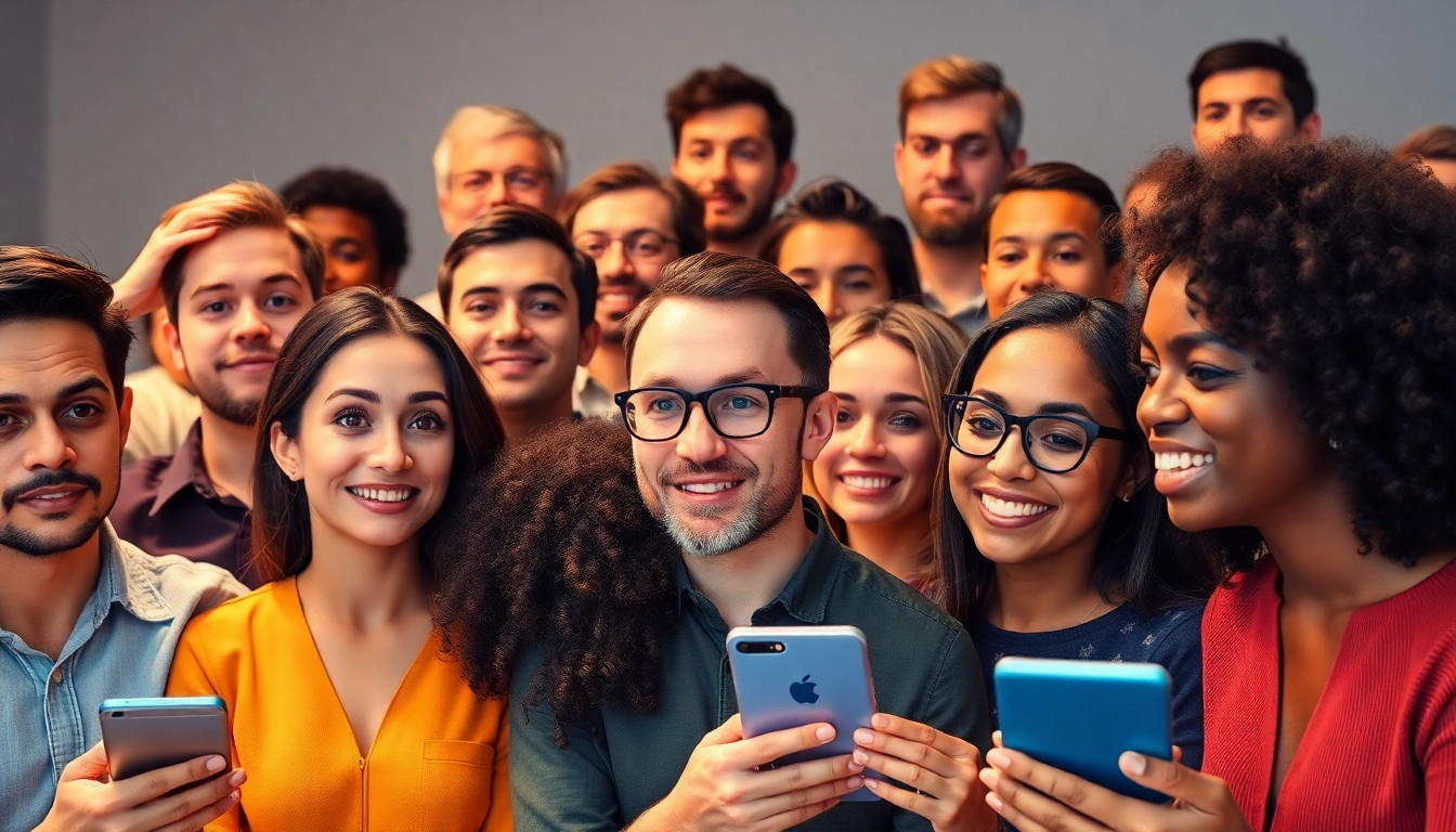 Group of individuals expressing diverse reactions in an AI Opinion poll, showcasing curiosity and skepticism.