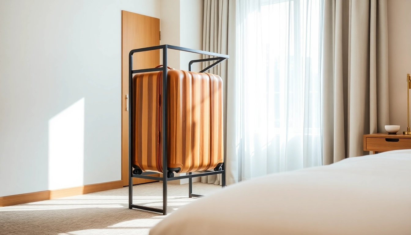 Stylish hotel luggage racks enhance guest experience with support and elegance.