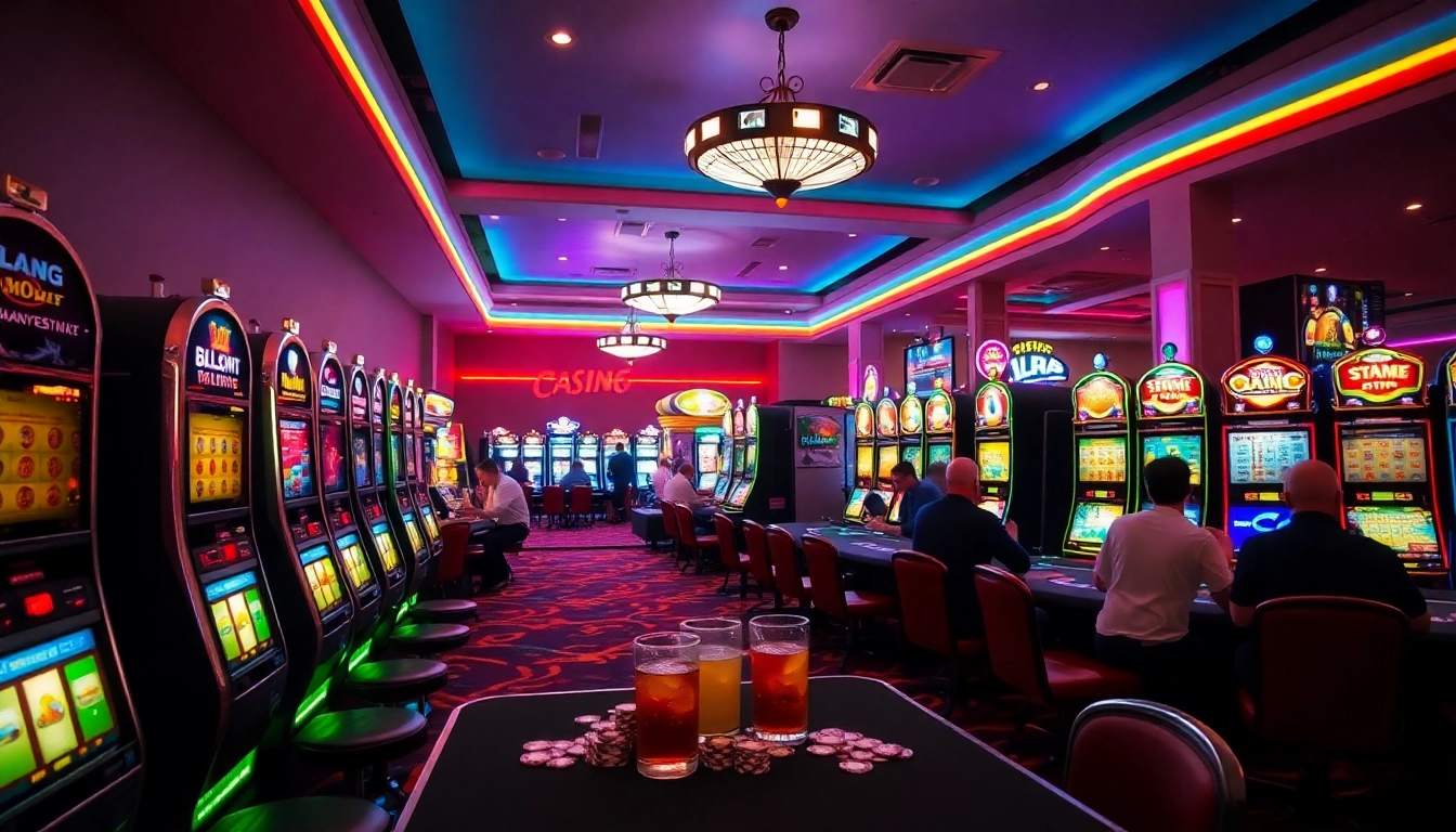 Engaged players enjoying games in a nederlands casino zonder cruks with lively atmosphere and neon lights.