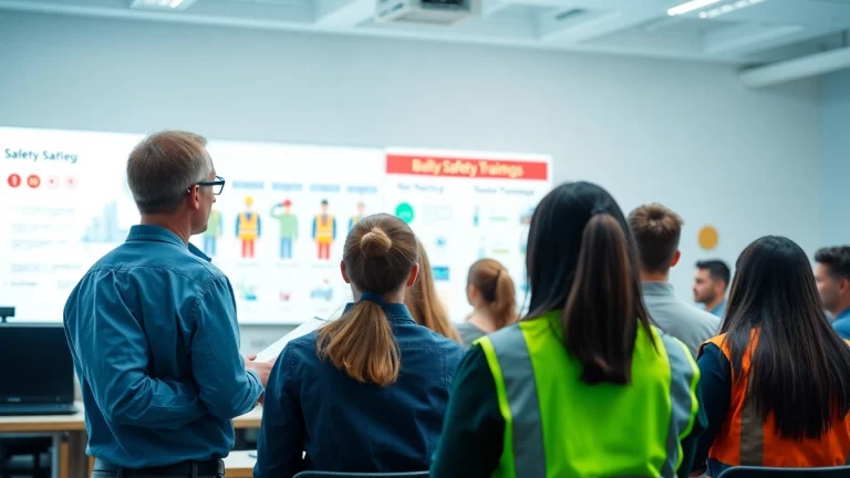 Engaged employees in a safety training programs session demonstrating teamwork and learning.