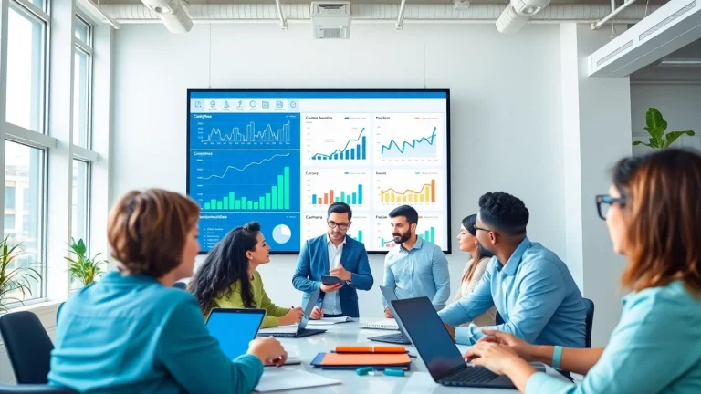 Find competitor customers through team analysis of customer data in a vibrant office.
