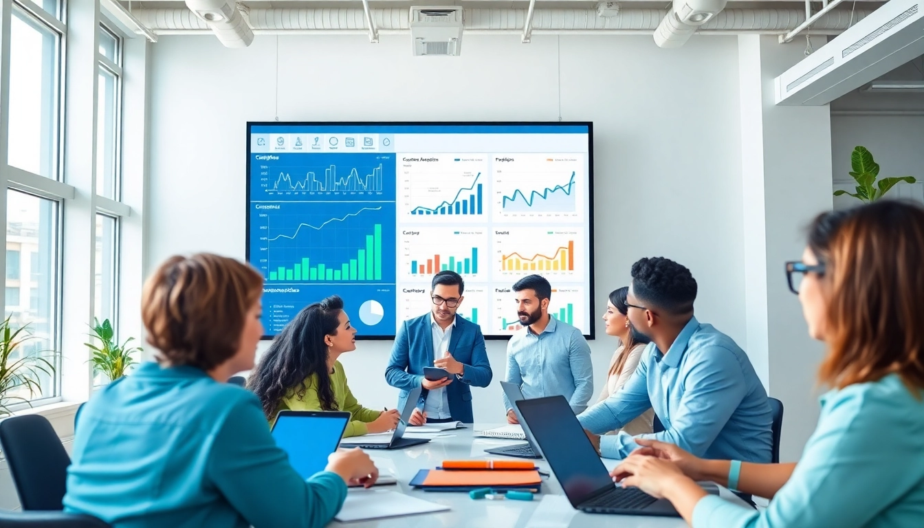 Find competitor customers through team analysis of customer data in a vibrant office.