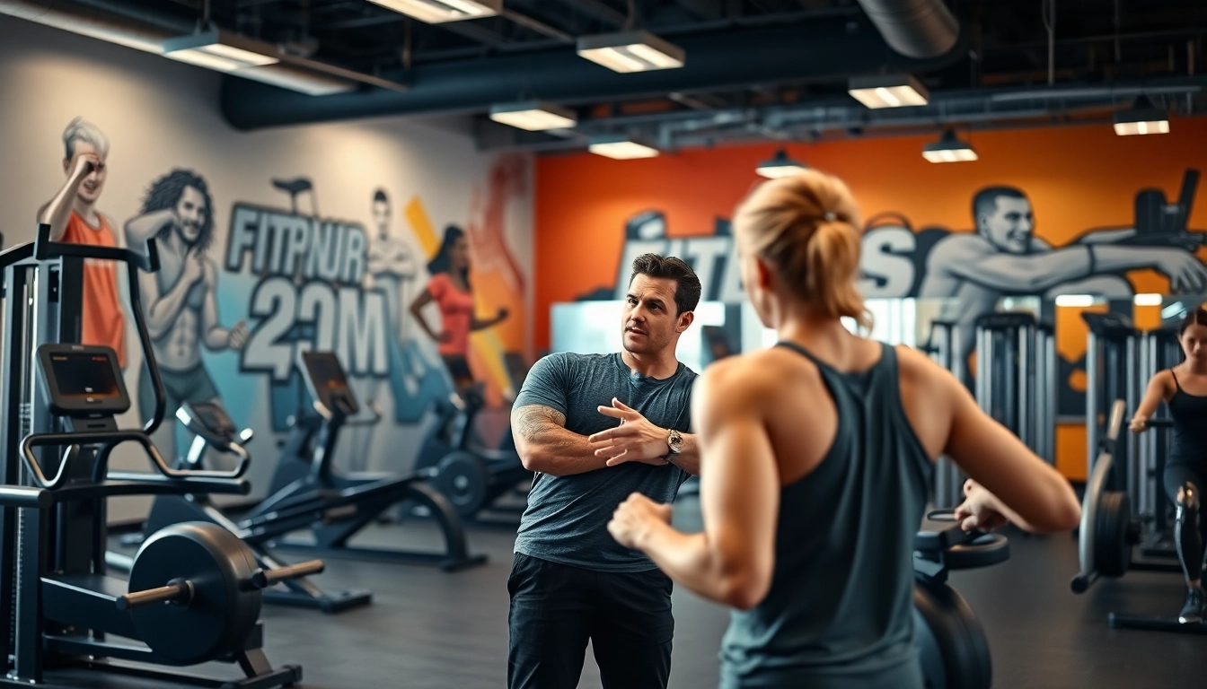 Join a lively workout in the best gym near me with a dedicated fitness coach guiding enthusiastic clients.