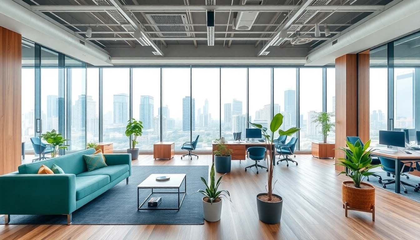 Showcasing commercial office space for rent in Bangalore with modern amenities and city views.