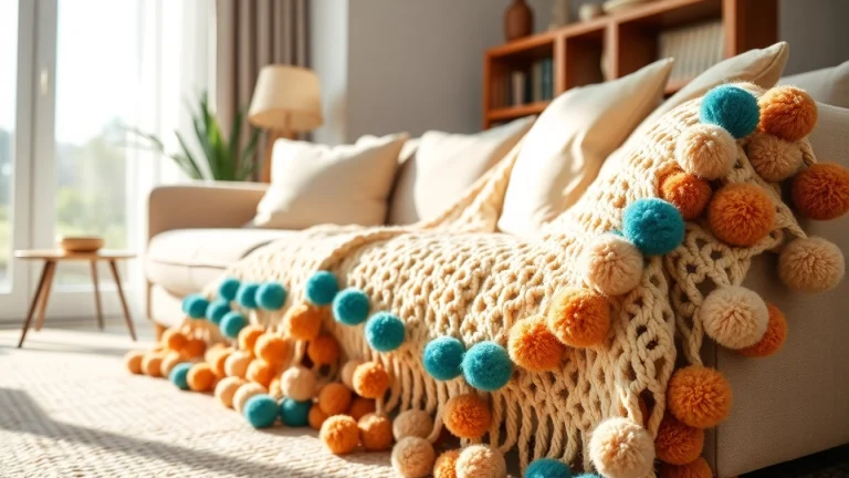 Enhance your decor with the stunning Moroccan pompom blanket from https://labboho.com/collections/pompom-blanket, showcasing vibrant colors.
