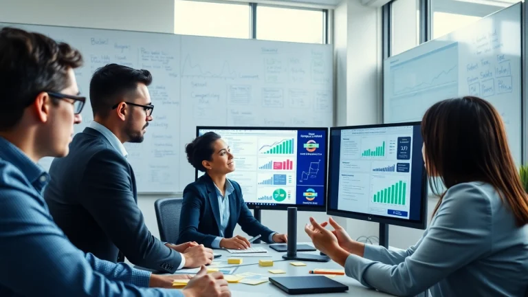 Analyzing competitor pricing analysis data in a modern office setting with dynamic visuals.