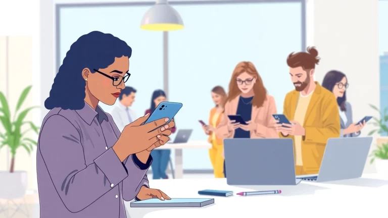 Users engaging with smspva services for receiving SMS notifications in a modern workspace