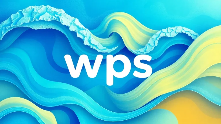 Utilize wps to illustrate a creative digital landscape of abstract waves in blue and green.