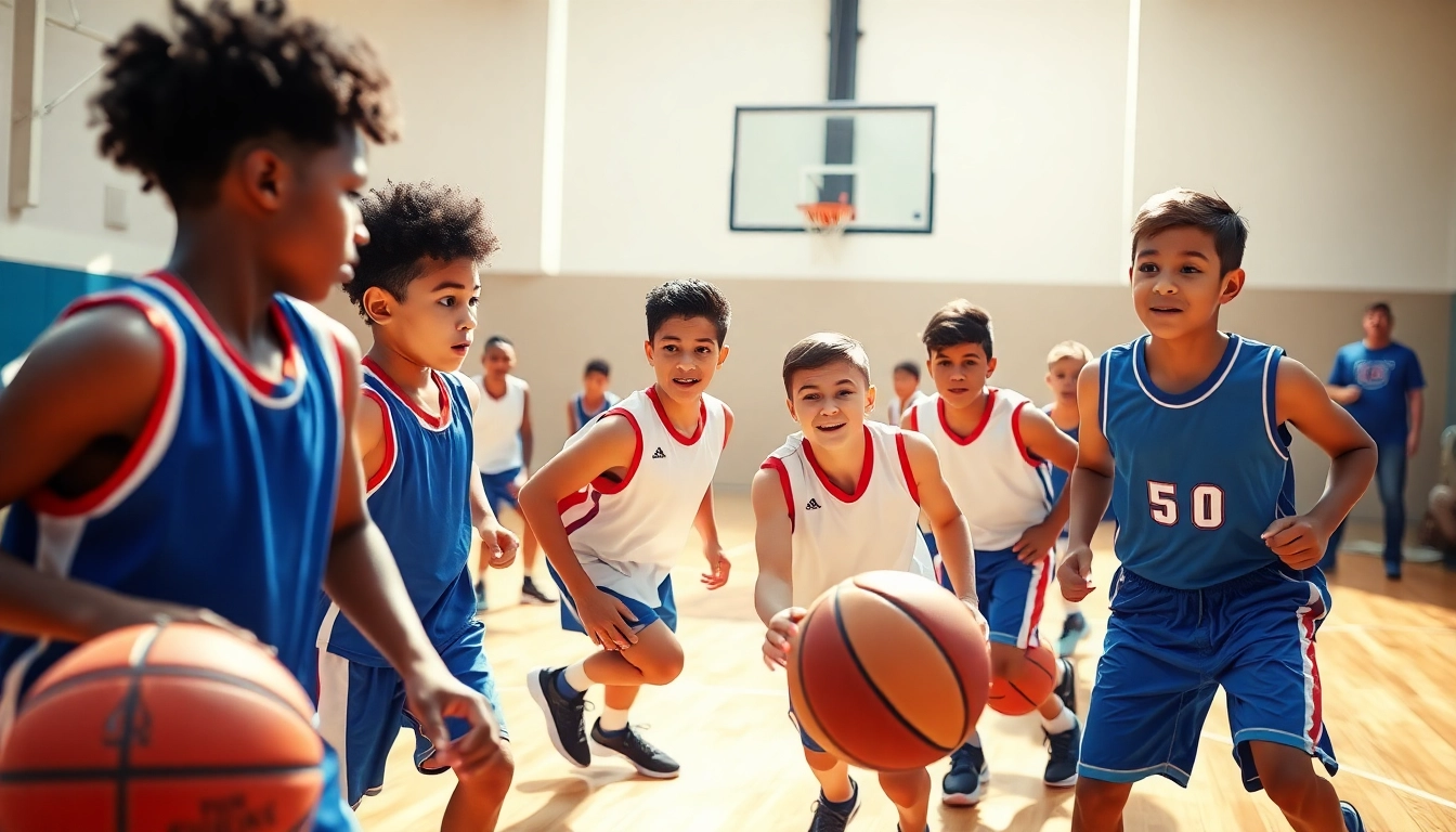 Young athletes showcasing skills at Takeover Basketball Academy, highlighting teamwork and energy on the court.