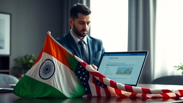 Promote trademark registration in India and US with flags, legal documents, and a business professional.
