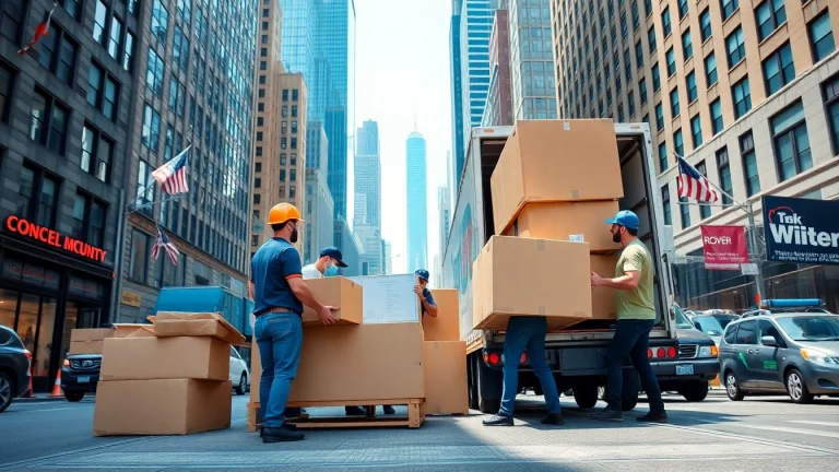 Utilize Cheap movers nyc as professional movers load a truck with furniture in NYC.