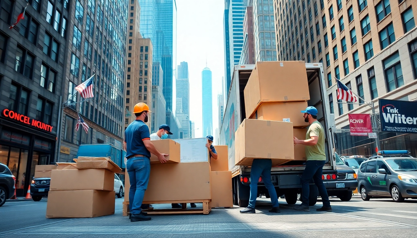 Utilize Cheap movers nyc as professional movers load a truck with furniture in NYC.