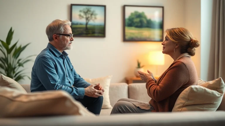 Supportive therapist helping an individual dealing with grief in a calming therapy setting.