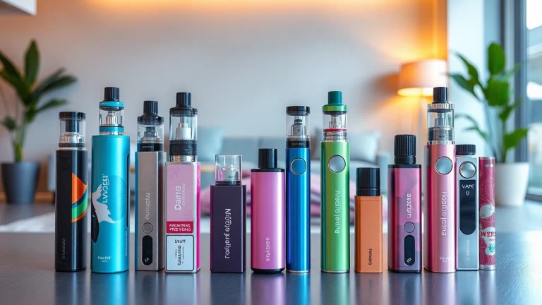 Showcasing colorful nicotine free vapes in a stylish, modern lounge setting.