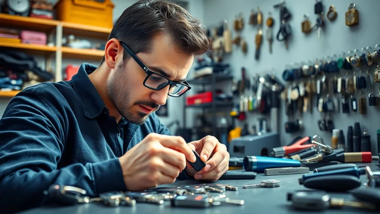Creating new Lost Car Keys in a professional locksmith workshop with high attention to detail.