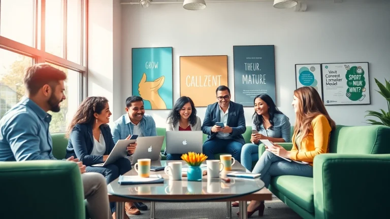 Highlighting the engaging atmosphere of Callzent Culture through teamwork and collaboration in a vibrant office.