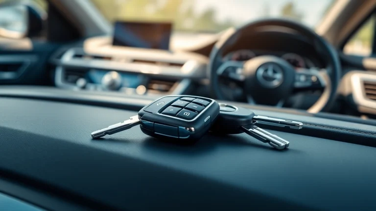 Replacement Car Keys on a modern car dashboard showcasing convenience and security.