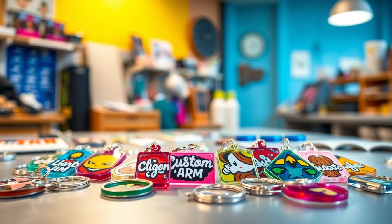 Customize your acrylic keychain with vibrant designs, showcasing personal style in a creative setting.