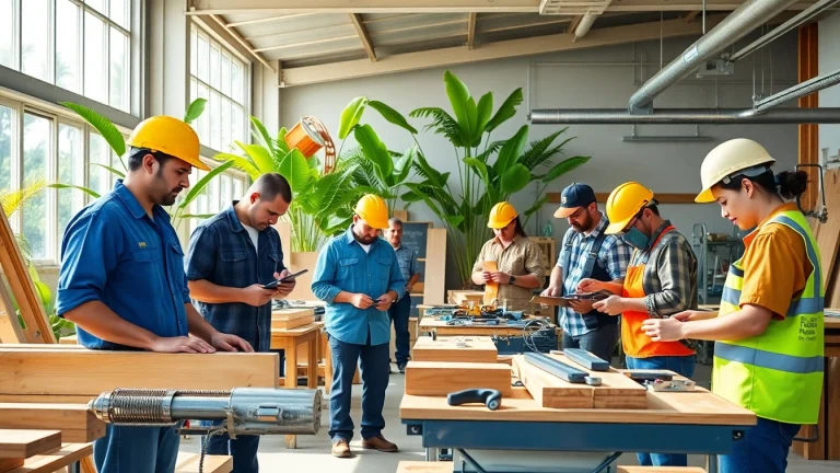 Students thriving in trade schools in Hawaii, honing skills in a vibrant workshop environment.