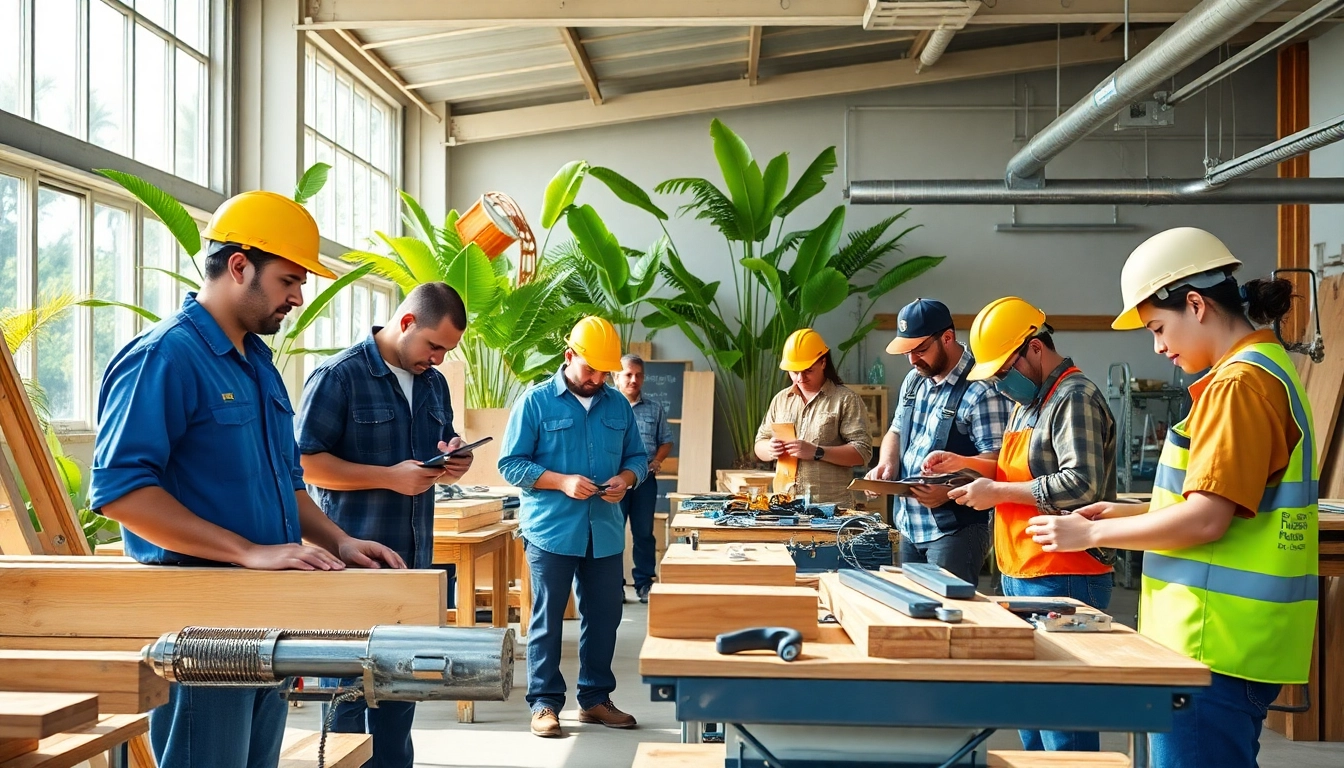 Students thriving in trade schools in Hawaii, honing skills in a vibrant workshop environment.