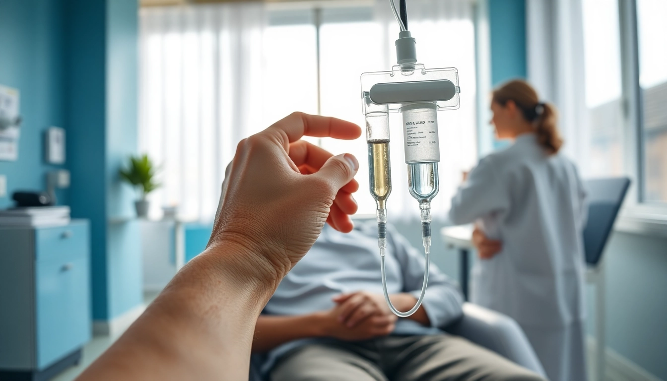 NAD IV therapy introduction with a healthcare professional administering treatment in a clinic.