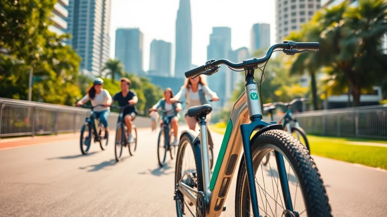 Riders enjoying ebike Singapore on a vibrant city path, showcasing urban mobility.
