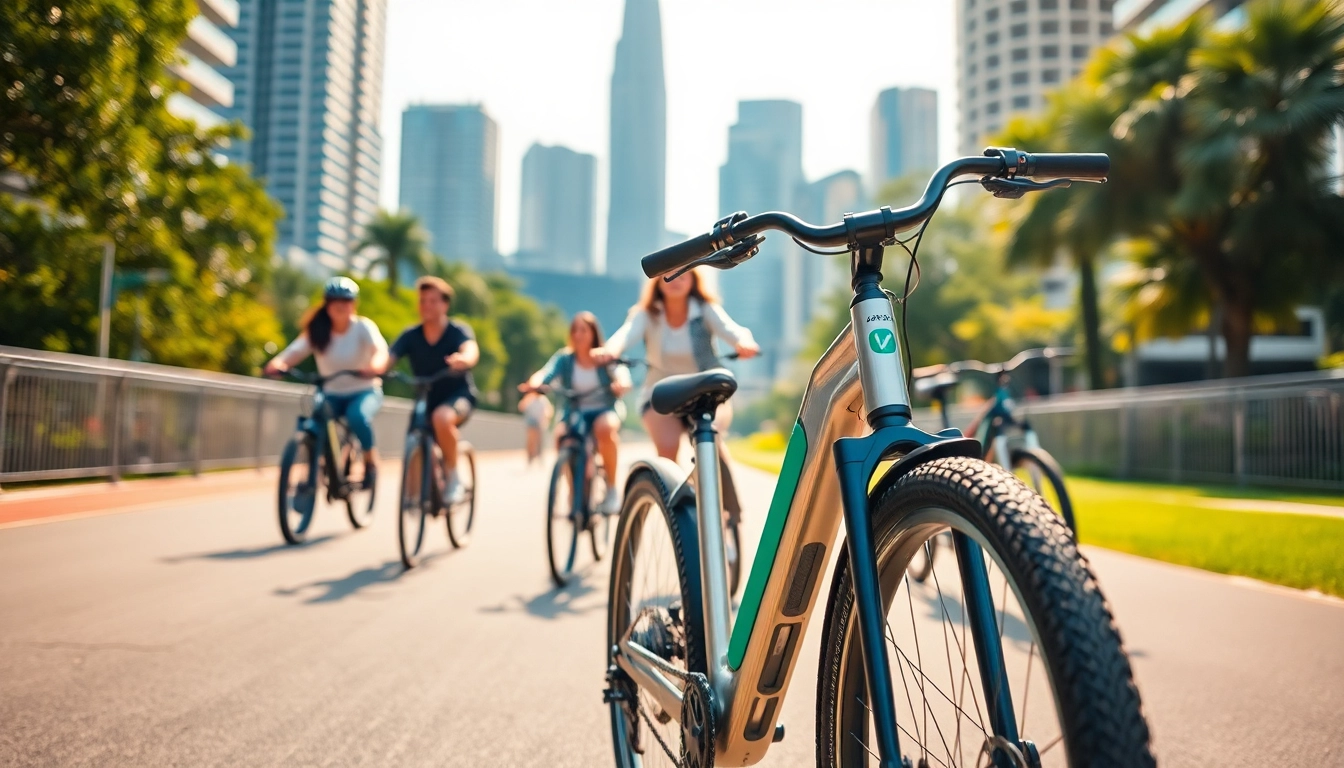 Riders enjoying ebike Singapore on a vibrant city path, showcasing urban mobility.