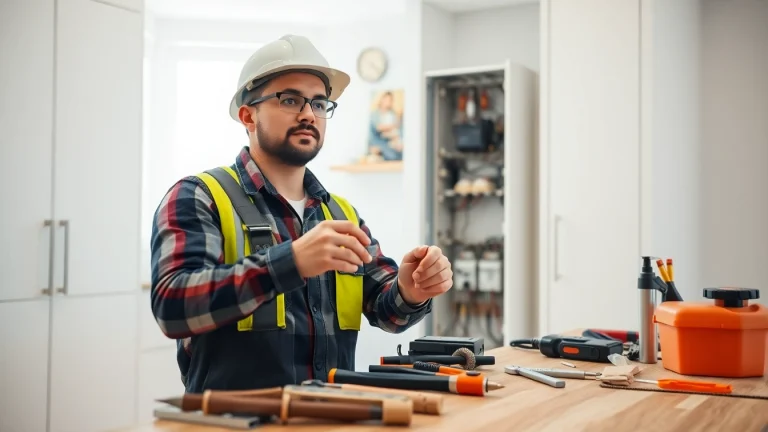 Electrical Service inspection by a professional electrician showing expert handling of electrical panels.