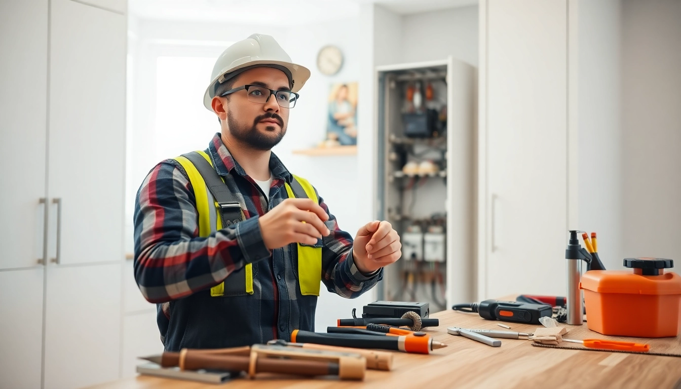 Electrical Service inspection by a professional electrician showing expert handling of electrical panels.