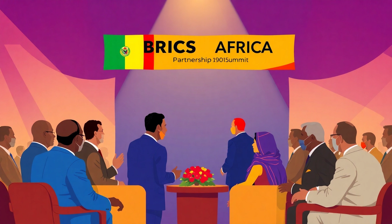 Dynamic interaction at the BRICS Africa partnership summit highlighting collaborative efforts.
