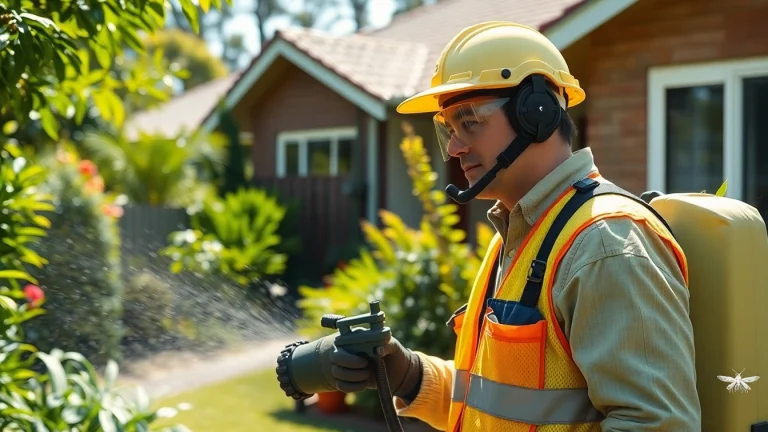 Pest control Sydney technician effectively treating a backyard, ensuring a pest-free environment.