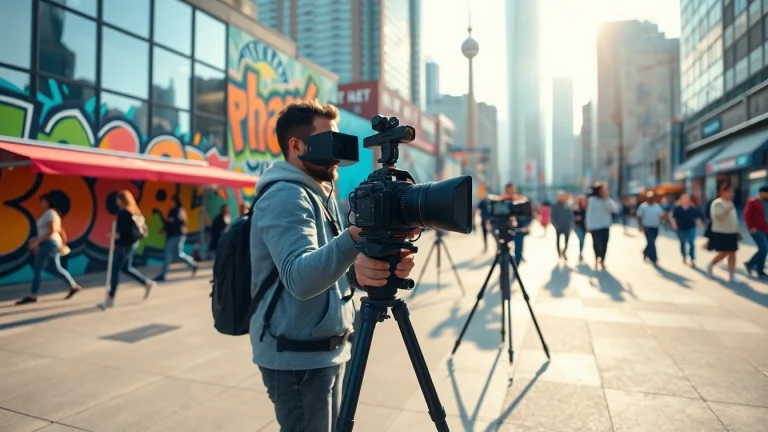 Capture the essence of Creative Video Shoots Toronto with a vibrant urban filming scene.