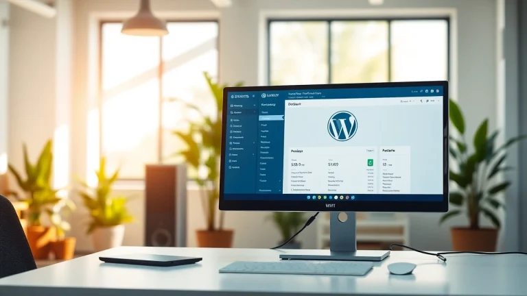 Showcase of dedicated wordpress hosting setup in a modern, bright workspace for enhanced productivity.