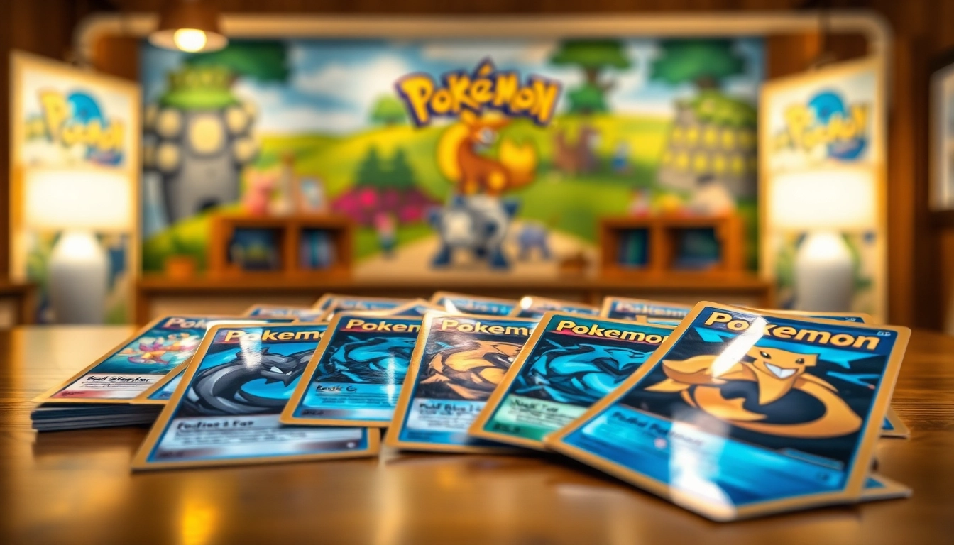 Showcase of real pokemon cards laid out on a table, highlighting their unique features and rarity.
