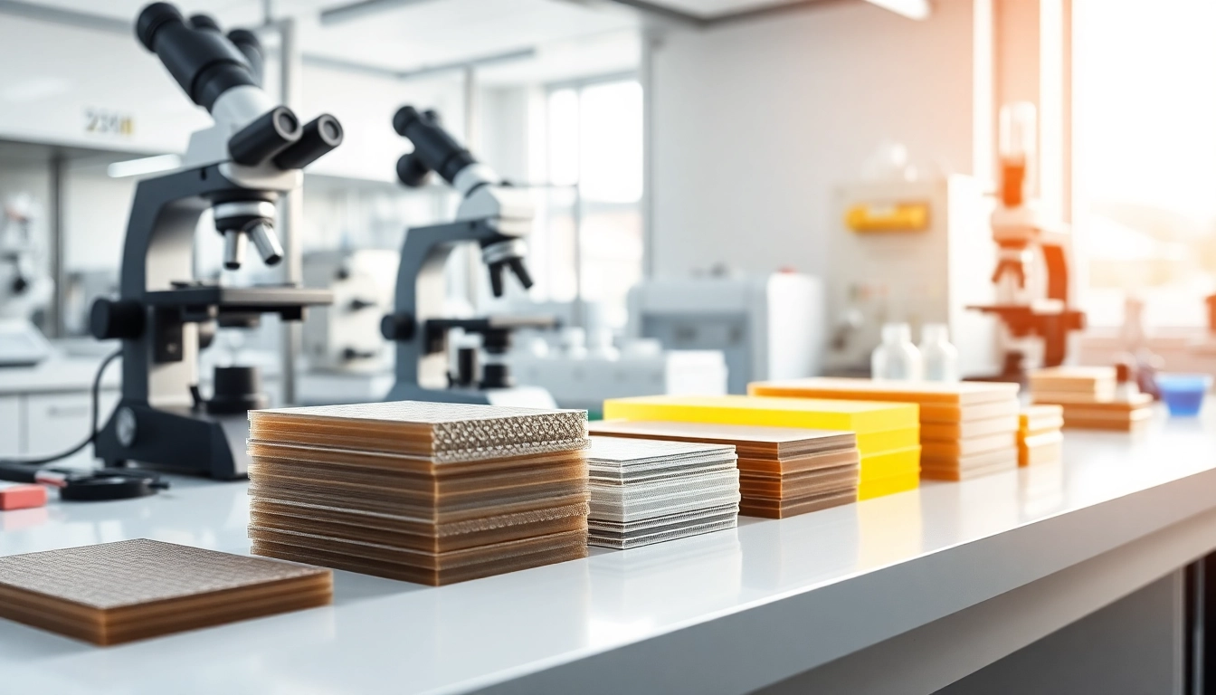Showcasing epoxy prepregs displayed in a modern lab environment with scientific tools.