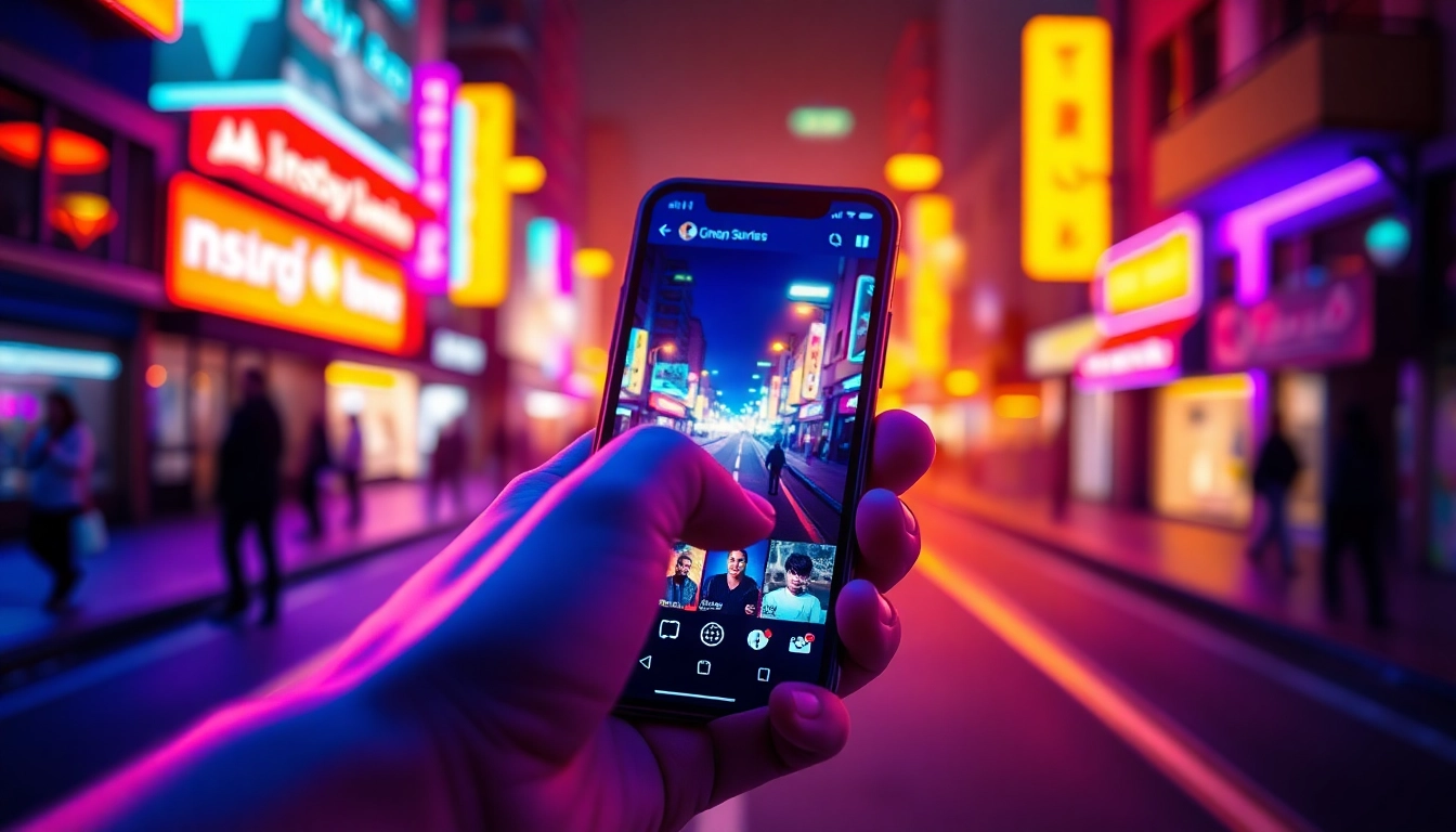 View an engaging smartphone displaying the anonymous instagram story viewer interface in a vibrant urban setting.