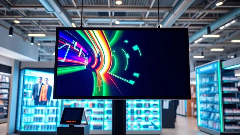 Showcase of the Fire TV digital signage app in a modern retail setting with engaging visual displays.