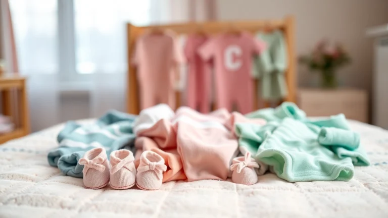 Showcase of adorable newborn baby clothes highlighting comfort and style.