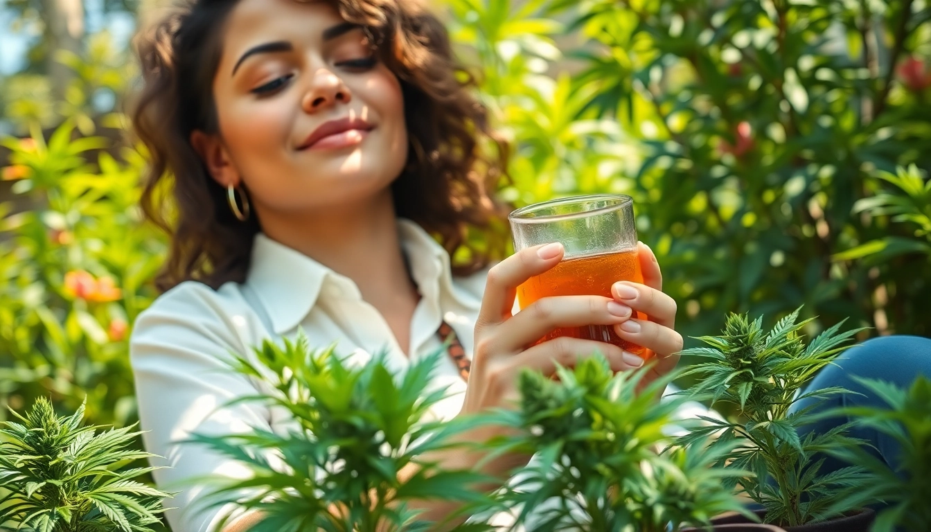 Captivating view of relaxation with cbd organics enhancing wellness in a tranquil garden setting.