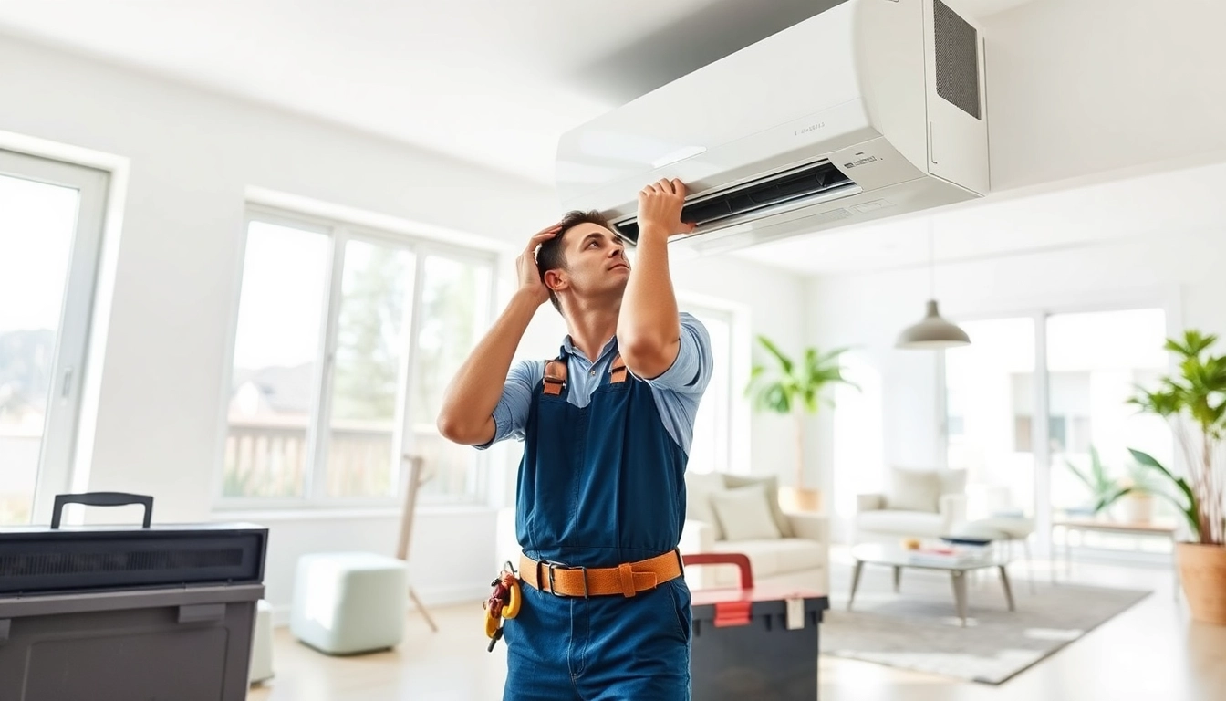HVAC technician providing ac repair phoenix az services in a modern home environment.