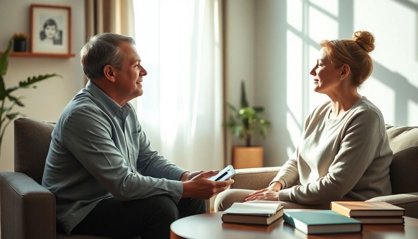 Engaging trauma therapy session highlighting the connection between therapist and client.