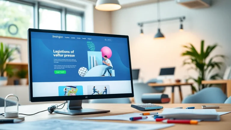 Engaging website design concept featuring a modern homepage layout on a computer screen.